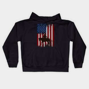 cowboy american flag vintage usa  cowboy Rodeo Roping Horse Riding Kids Hoodie